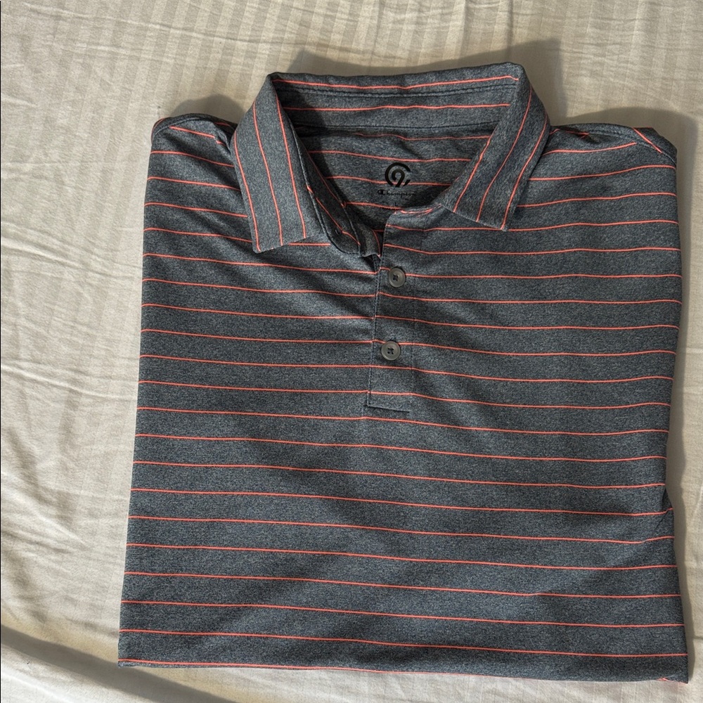 Champion Gray and Orange Flex Golf Polo - Large